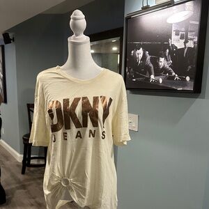 DKNY Cream Tee with Gold Logo